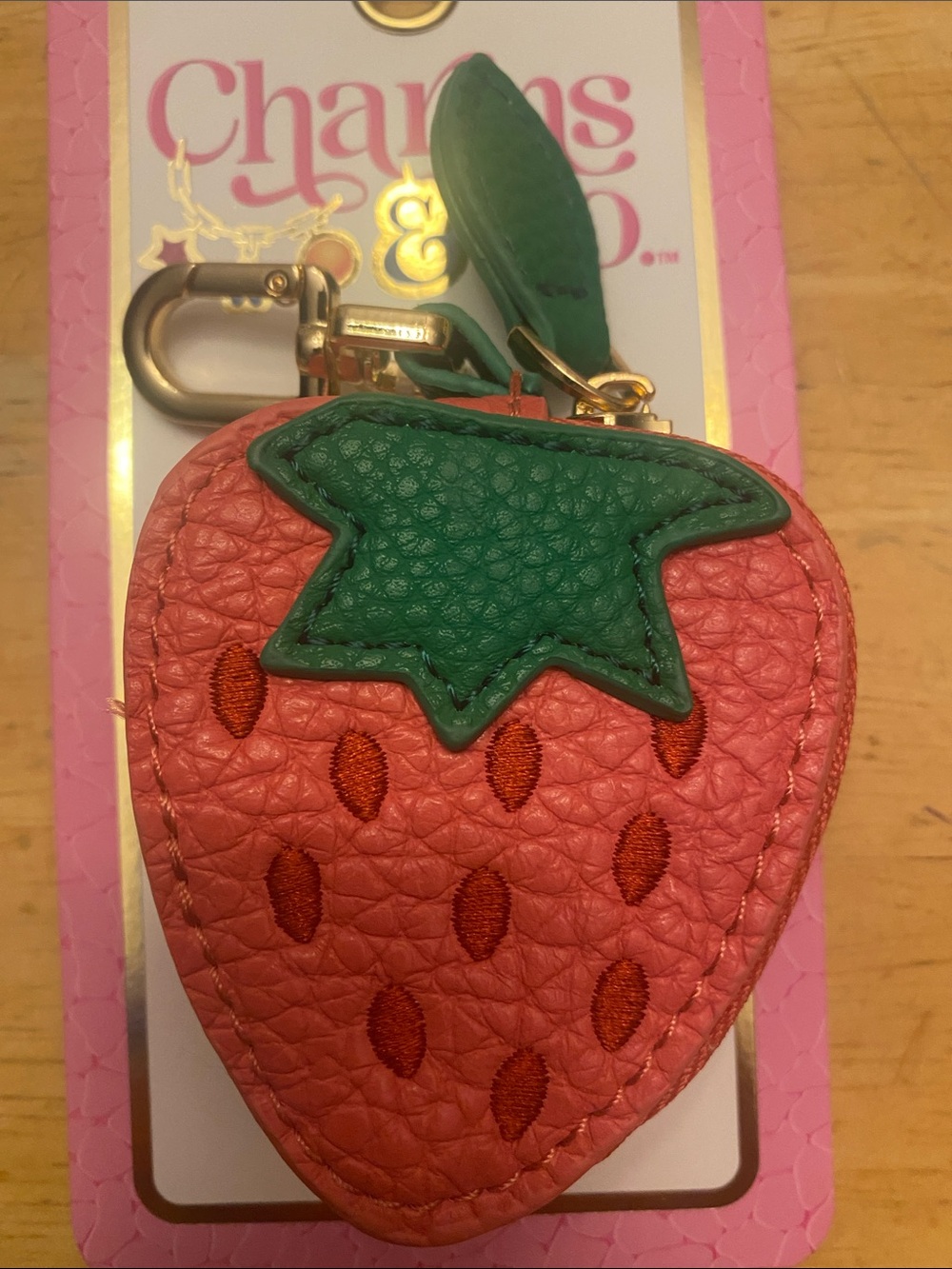 Charms & Co. Strawberry bag charm coin Purse Keychain NWT